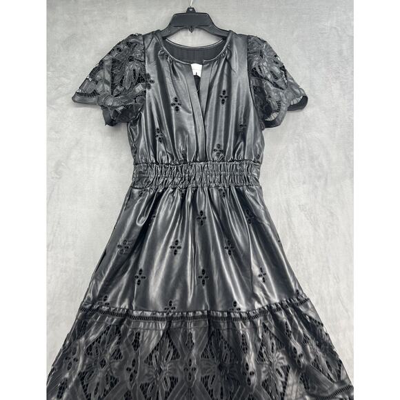 Anthropologie The Somerset Fuax Leather Edition Maxi Dress Size Small Black - Picture 5 of 16